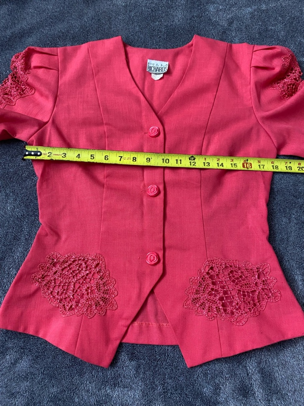 Vintage Rose Motif Crochet Lace Blazer – Romantic Southern Belle Style - Picture 11 of 12